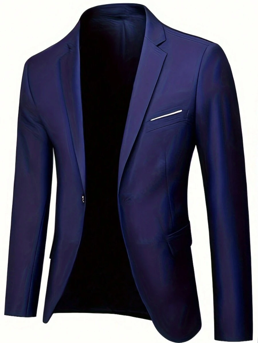 Slim Fit Men Suits Jacket, Business Formal Groomsman Tuxedo Suit - Blue - View 1