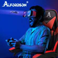 ALFORDSON Video Game Chair, Ergonomic Office Chair, Massage Racing Chair, Retractable Footrest, PU Leather, Height Adjustable And Tilt, 180kg Load Capacity - Red - View 3