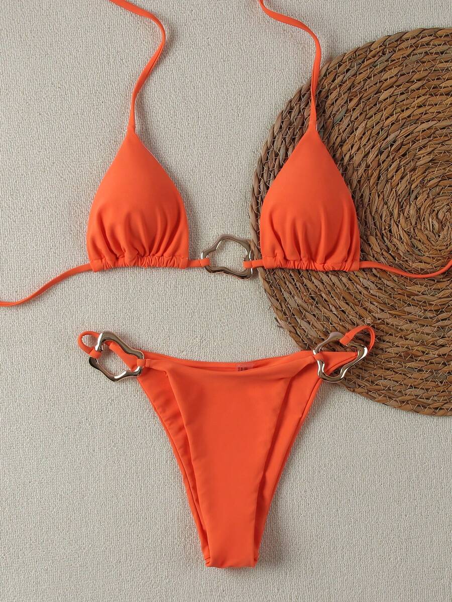 Polovedo 官方性感露肩纯色高腰泳衣