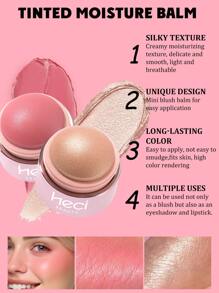 3-In-1 Highlighter Blush Ball Makeup Set,2pcs Dewy Finish Peach Pinkish Pink Blush Highlighter Makeup Kit Monochrome Instant Makeup For Any Crowd To Enhance The Complexion And Make The Skin Look Flawless