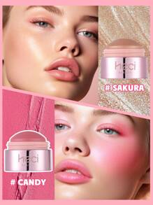 3-In-1 Highlighter Blush Ball Makeup Set,2pcs Dewy Finish Peach Pinkish Pink Blush Highlighter Makeup Kit Monochrome Instant Makeup For Any Crowd To Enhance The Complexion And Make The Skin Look Flawless