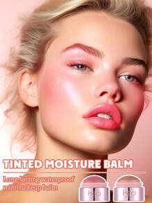 3-In-1 Highlighter Blush Ball Makeup Set,2pcs Dewy Finish Peach Pinkish Pink Blush Highlighter Makeup Kit Monochrome Instant Makeup For Any Crowd To Enhance The Complexion And Make The Skin Look Flawless