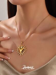 1 Stück modische Halskette mit großem Herzanhänger aus Edelstahl für Frauen, 18 Karat vergoldet, Choker-Halskette, Schmuckgeschenk
