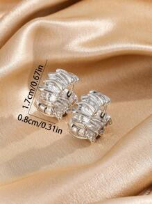 MESTILO 1 Par De Aretes Minimalistas De Aros Plegados De Cobre, Joyas Para Las Orejas, Regalo Para Mujeres - Plateado - Ver 5