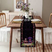 Mexican Day Of The Dead Table Runner Holiday Party Decor Mexico Day Of The Dead Sugar Skull Table Cover Dining Room Kitchen Home Table Decoration - Multicolor - View 3