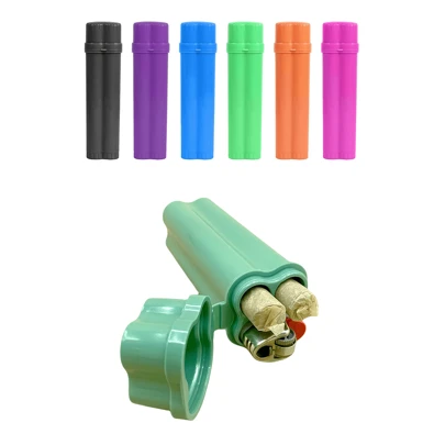 1 pieza Caja de almacenamiento para conos de hierbas y encendedor, Estuche portátil para 2 conos de cáñamo enrollados previamente, Estuche de cigarrillos de plástico de tapa abatible de colores, Accesorios para fumar, Gran regalo para fumadores, Artículos talla grande vendidos en tiendas de tabaco.