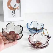 1pc Flower Ring Dish Jewelry Tray, Small Glass Jewelry Dish For Women, Room Decor Trinket Tray For Earrings Necklaces, Wedding Engagement Ring Holder Dish, Key Dish Jewelry Plate Bowl Gift Back To School