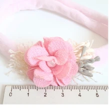 女宝宝蕾丝花朵蝴蝶结发带儿童头饰摄影道具装饰 - 淺藍色 - 查看 3