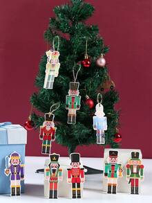 12 件圣诞纸质挂饰，胡桃夹子图案挂卡，用于圣诞树装饰、庭院装饰、花园装饰、新年派对家居装饰、冬季节日用品、圣诞快乐礼物、万圣节、万圣节装饰 - 胡桃鉗 - 查看 3