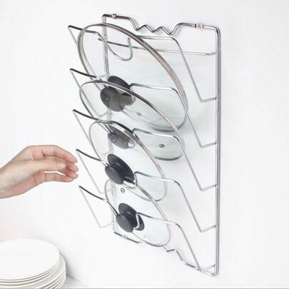 Pionowy uchwyt na pokrywki do garnków, 5 warstw, praktyczny, pionowy uchwyt na pokrywki do garnków, do szafki kuchennej, uchwyt na pokrywki do garnków, stojak na patelnie