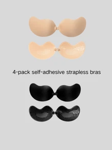 4 pares de sujetadores invisibles con push-up, sujetadores para mujer con cierre delantero sexy, pegatinas para pezones, sujetadores con push-up autoadhesivos de silicona sin costuras y sin tirantes