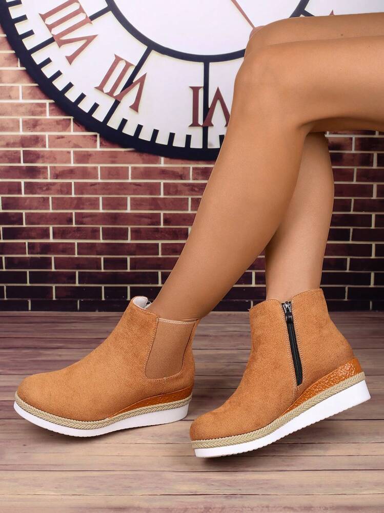 Women s Fashion Wedge Heel Short Boots European Designer New Arrivals Perfect For Going Out And Parties SHEIN USA