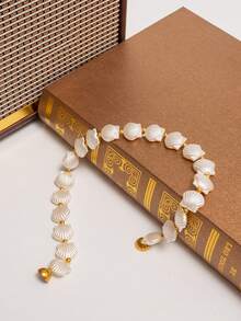 1pc/2pcs Decorative Shell Magnetic Curtain Tie Backs Rope, Curtain Accessories - White - View 2