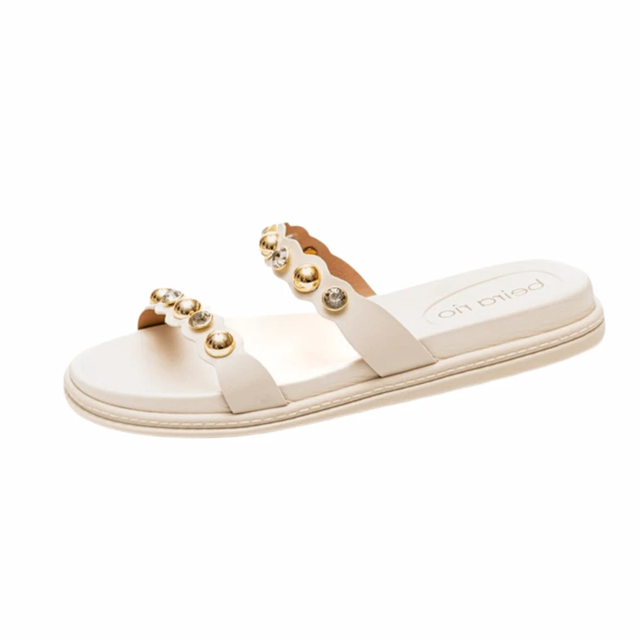 Beira Rio Women's Flip-Flop Sandal With Two Straps And Metallic Spheres Comfort - 白色 - 查看 1