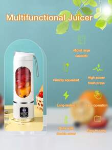 便携式榨汁机，多功能小型迷你榨汁杯家用电动榨汁杯，USB 充电隐藏刀片榨汁机，一键操作个人榨汁机，适用于厨房、旅行和运动 - 彩色 - 查看 4