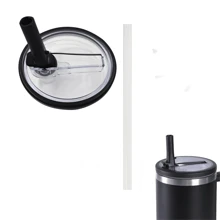 (1 Lid And 1 Straw) Flip Top Straw Replacement For 40 Oz Tumbler, Spill And Splash Proof Car Cup Lid, Reusable Plastic Cup Lid With Straw And Spill Proof Lid