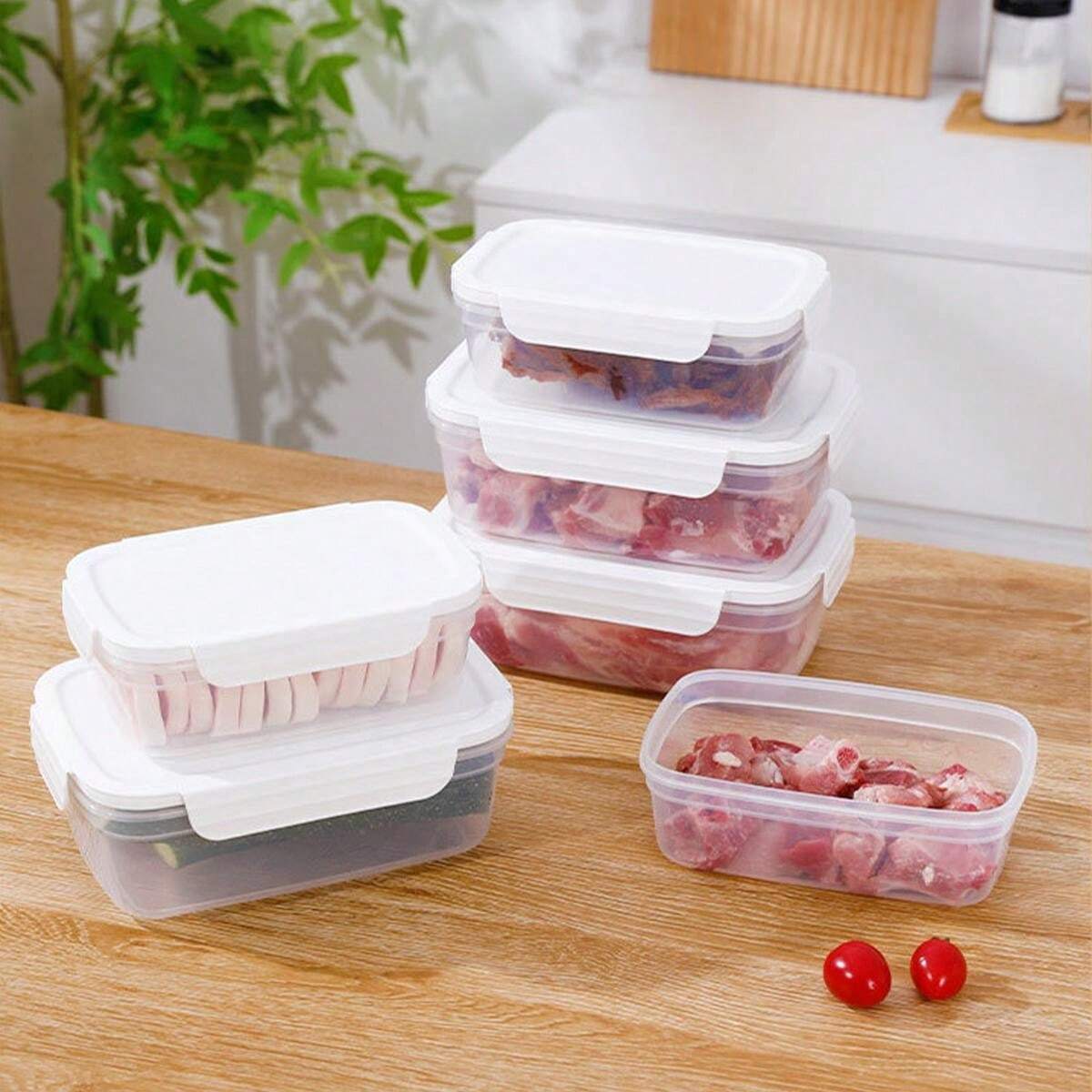 1 Set/5 Sets Rectangular Food Storage Containers, Microwave/Freezer