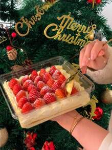 3/5/8/10pcs, Strawberry Cake Packaging Box, Square Transparent Dessert Box With Lid - Clear - View 6