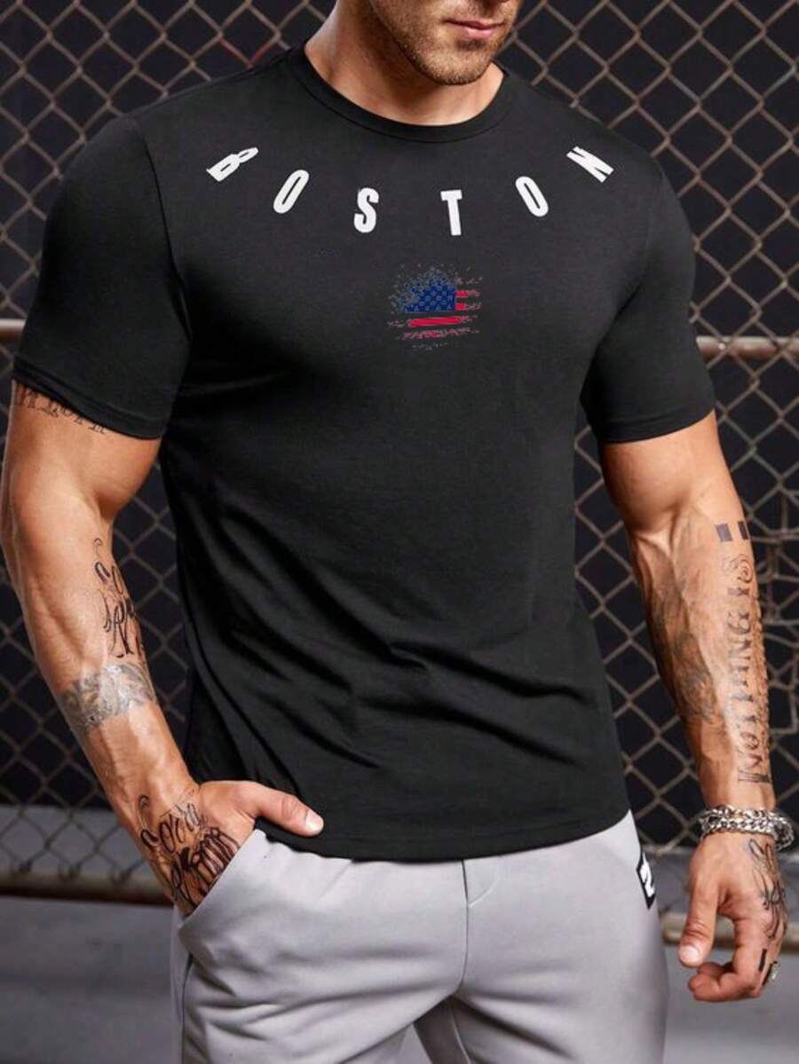 Men's Training T-Shirt Boston United States The Lightest On The Market 100% Polyamide Cool Breathable Fabric - màu đen - Xem 1