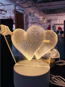 Romantic Love 3D LED Lamp For Home And Decoration - Kids Night Light Creative Cartoon Lamp - 兩顆心 - 查看 3