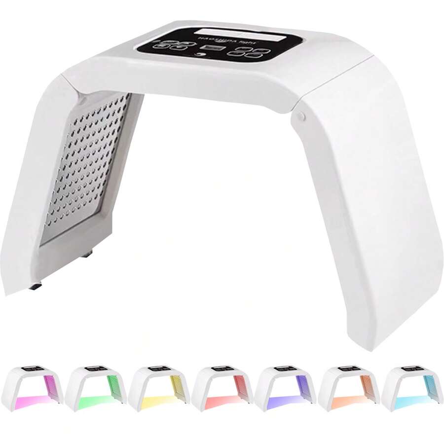 HanTai Fxtiaa Terapia de luz facial LED, máscara facial LED de 7 en 1 Equipo de belleza corporal facial - Blanco - Ver 1