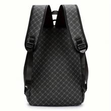 鲨鱼嘴风格背包，欧美时尚格纹图案，大容量旅行休闲男士书包圣诞礼物冬季圣诞男士包旅行包书包复古趣味礼物钱包节日感恩节男士礼物度假徒步旅行男士礼物笔记本电脑多功能户外便携时尚休闲学生爸爸礼物男友礼物男士胸包男士侧包挎包皮包流浪包腰包男士包旅行必备复古包 - 黑色 - 查看 6