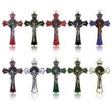 1pc Saint Benedict Cross Pendant With Colorful Enamel - Multicolor - View 7