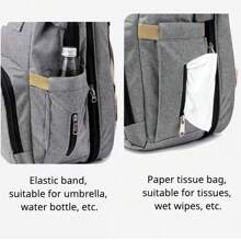 Baby Changing Bag Diaper Bag Large Nappy Backpack With Portable Changing Mat UK - Grey - View 6