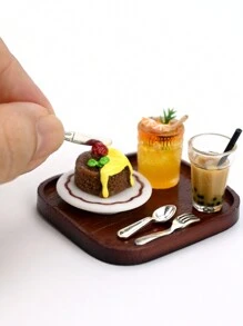 1:12 Dollhouse Miniature Realistic Cake & Bubble Tea Model, Diorama Decor, Photography Prop - Multicolor - View 3