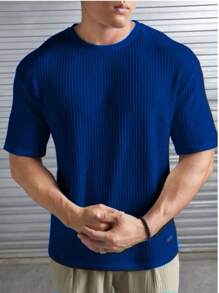 Kit 2 Oversized Casual Basic Plain Straight T-Shirt Caramel/Multicolor - 藍色 - 查看 2