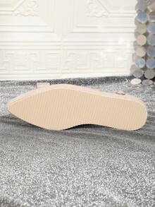 Giày sandal đế dây dày cho nữ, mũi kín, mũi kín, màu mơ - Màu be - Xem 8