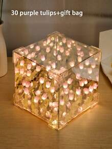 DIY 郁金香花立方体 LED 夜灯，生日、情人节温馨浪漫礼物 - 鬱金香鏡花燈 - 查看 11