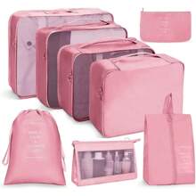 8 pièces Set organisateur de sac de maman - Accessoires premium pour les voyages et l'utilisation quotidienne, avec un sac à linge, un sac à chaussures de compression et des organiseurs séparés pour les vêtements et les sous-vêtements. Idéal pour un rangement efficace et la commodité en déplacement. Amour Saint Valentin