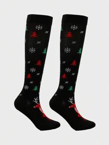Unisex Christmas Pattern Athletic Compression Socks, Suitable For Running, Cycling And Hiking - Multicolor - View 16