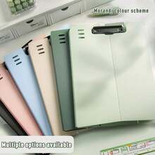 1pc A4 Size Large Capacity Upright Clipboard File Folder - Ultimate Organization & Information Book Classification - Perfect Filing Tool For Subject Management - Pink - View 2