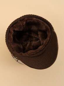 JZML 1pc Men Letter Decor Knit Hat Halloween - Coffee Brown - View 4