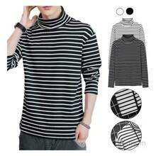 Playera Larga Delgada Hombre Caballero Cuello Tortuga Camisa - Negro - Ver 1