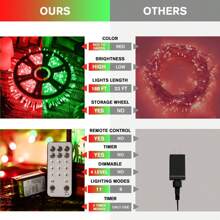 KBO JMEXSUSS 168ft 600 LED Christmas String Lights Outdoor, Color Changing Christmas Lights, Christmas Twinkle String Lights Plug In For Tree Halloween Porch Yard Christmas Decorations - Red to Green - View 3