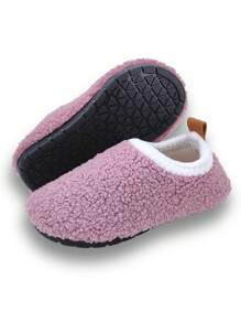 Children's Indoor Slippers, Solid Purple Color, Soft Bottom, Warm Winter House Shoes For Girls - Purple - View 10