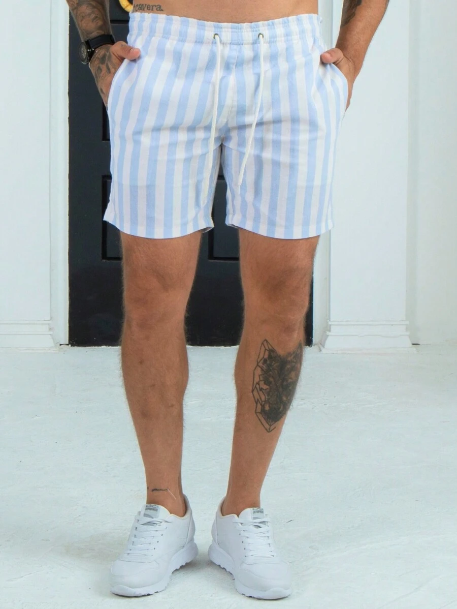 Bermuda Shorts Masculino Linho - Azul - Visão 1