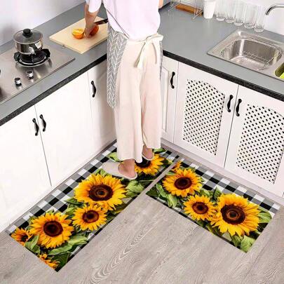 1pc Sunflower Pattern Area Rug, Decorative Carpet For Home, Kitchen, Bathroom, Laundry Room, Home Decor, Autumn & Winter