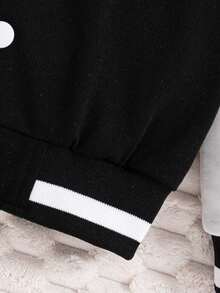 女童字母印花拼色校园夹克