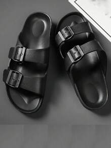 Men's Simple Buckle One-Piece Slip-On Flat Sandals, Suitable For Teen Summer Casual, Outdoor Athletic, Vacation Travel, Graduation Gifts, Birthday Dress Accessories