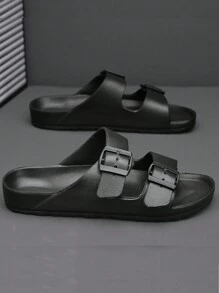 Men's Simple Buckle One-Piece Slip-On Flat Sandals, Suitable For Teen Summer Casual, Outdoor Athletic, Vacation Travel, Graduation Gifts, Birthday Dress Accessories