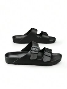 Men's Simple Buckle One-Piece Slip-On Flat Sandals, Suitable For Teen Summer Casual, Outdoor Athletic, Vacation Travel, Graduation Gifts, Birthday Dress Accessories