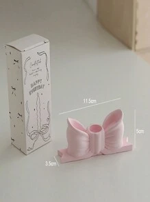 1pc Candy Color Cartoon Bow-Knot Candlestick, Creative Decor Pink Gypsum Bow Candle Holder - Multicolor - View 16