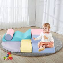 DlandHome Colourful Climbing Foam Toy Set 6 In 1, EPE Foam Crawling Toys, Soft Climbing Playground For Kids, Indoor Climbing Toy Set, Pink - 粉色 - 查看 1