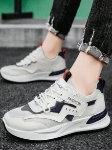 Men's Casual Canvas Boat Shoes, Comfortable Breathable Flat Sneakers, Fashion Student Shoes, Korean Style PU Leather Skateboarding Shoes - White - View 6