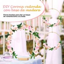 Aro Floral Metálico, 8 Piezas 30 cm de Aro Floral de Metal DIY con 10 Soportes para Decoración de Cumpleaños, Decoración de Dormitorio, Día de San Valentín, Decoración de Boda - Dorado - Ver 4