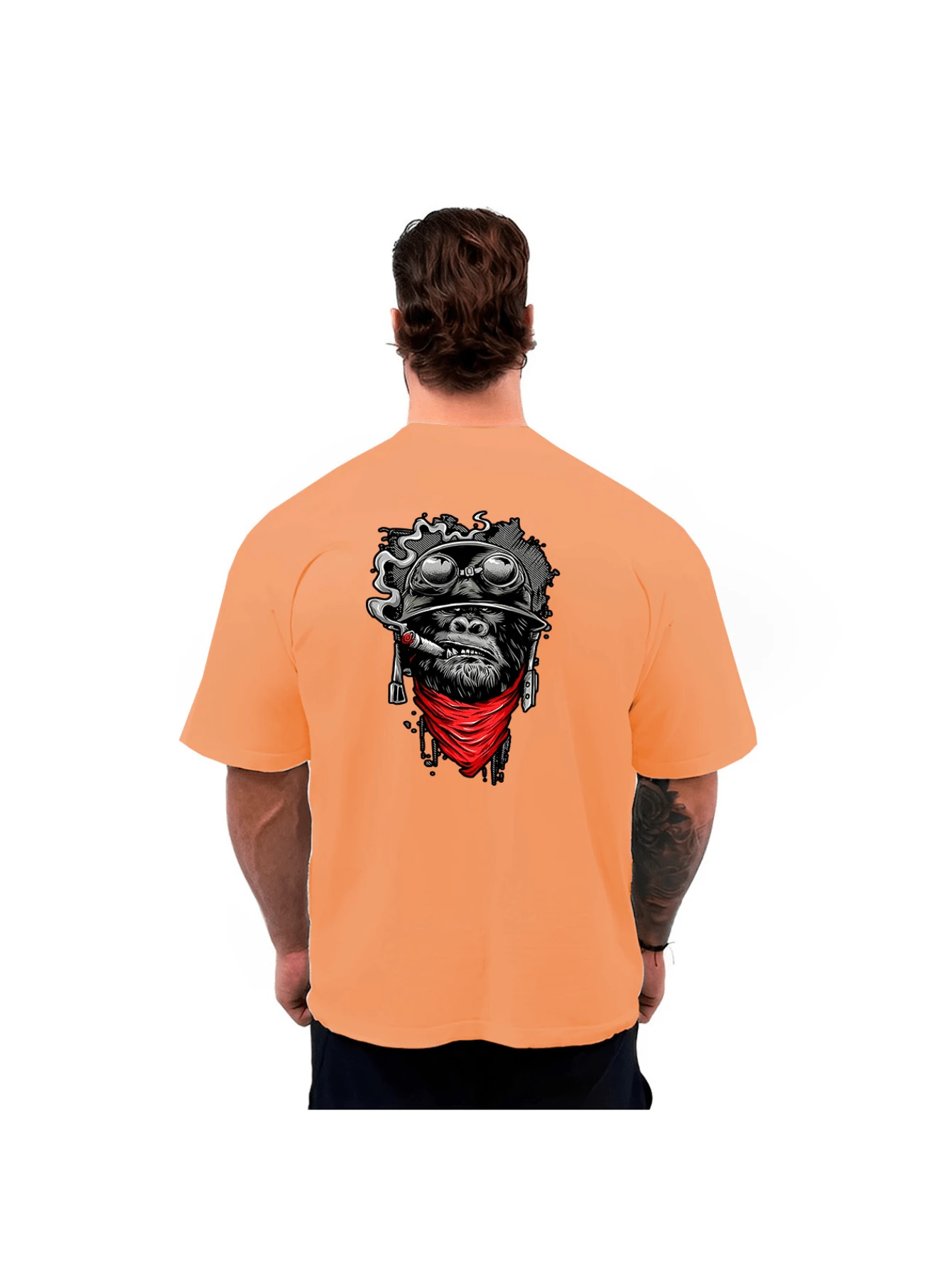 Oversized Gorilla Cool Loose Streetwear T-Shirt - trái cam - Xem 1